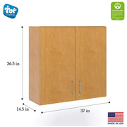 4-Compartment Wall Cabinet 37" Wide (Fully Assembled by Tot Mate – 3/4" Thick Industrial Grade Wood Composite Core With Laminate Surfacing, Maple/Maple, Model TMW301