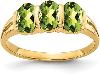 14k Solid Yellow Gold Polished Channel set 6x4mm Oval Peridot Ring Size 6.00 Ring for Women