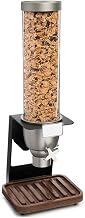Rosseto EZ518 EZ-SERV Single Container Table-Top Cereal Dispenser with Walnut Tray, 1.3-Gallon Capacity, 9" Length x 9.27" Width x 26" Height