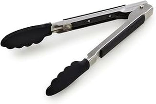 KitchenAid Silicone Tipped Side Locking Tongs, Black, 9 Inch