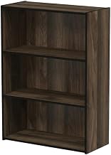 Furnifact Columbia Walnut 3 Tier Open Shelf Bookcase with Modern Wooden Design, Durable Wood Construction for Home and Office Storage