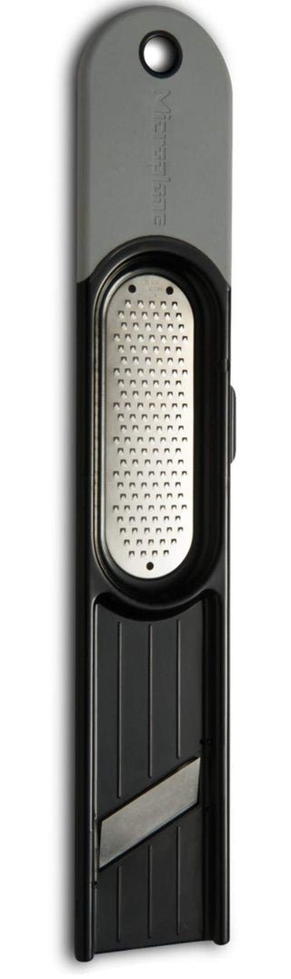 3-in-1 Ginger Grater Tool - Black and Grey by Microplane – 10.8 x 2 x 0.5 inches, Stainless Steel, Black and Gray, Model 48910