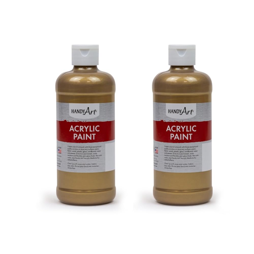 Metallic Acrylic Paint 16 oz. by Handy Art – 1 Count (Pack of 1), White., Model RPC101162-2