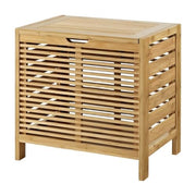 FurniFact Solid Bamboo Hamper with Hinged Lid, Spacious Laundry Basket with Safety Hinge for Bedroom, Bathroom, or Closet, Brown - image 2