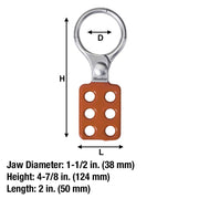 Lockout Tagout Safety Hasp by Master Lock – 1-1/2" Inside Jaw Diameter, Aluminum, Red