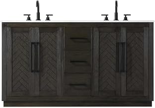 Elegant Kitchen and Bath 60" Double Bathroom Vanity in Chocolate Oak