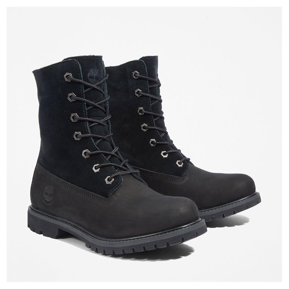 Women's Authentic Mid Warm Lined Waterproof Boot by Timberland – 6.5, Leather, Black