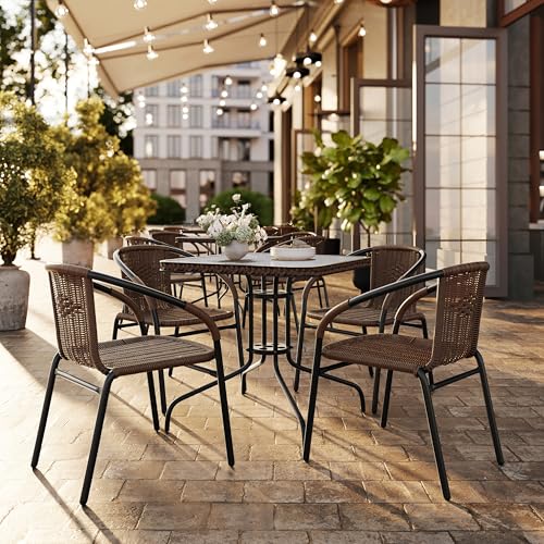 Flash Furniture Dark Brown / Set of 1 / Contemporary Patio Dining Chairs