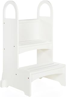 Guidecraft High-Rise Step-Up - White: Two Step Stool with Handles and Safety Non-Slip Treads and Anti-Tip Feet for Kids and Adults- Quality Learning Furniture