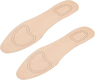 TIDTALEO Lambskin Leather Insoles Breathable Elastic Shoe Inserts Moisture Absorbent Soft Pads for Men and Women, Beige Size 35/36