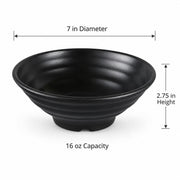 Black Pearl-2 Bowl by Yanco – 16 oz., 16.0 ounces, Melamine, Black, Pack of 24