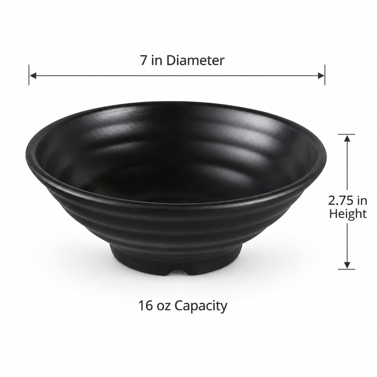 Black Pearl-2 Bowl by Yanco – 16 oz., 16.0 ounces, Melamine, Black, Pack of 24