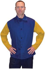 Tillman 9230 30" 9 oz. Blue FR Cotton/Leather Welding Jacket, Small