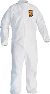 KLEENGUARD KGA300 Liquid & Particle Surface Prep & Paint Protection Coveralls (41492), Zipper Front, Elastic Wrists & Ankles, White, Reflex Design, Medium (Qty 25)