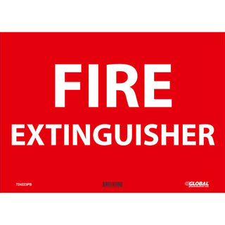 Fire Extinguisher Sign by Global Industrial – 10x14, Pressure Sensitive Vinyl, Red, Model GLOM754PB