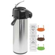 3L Air Pot Coffee Server With Lever Lid by HUBERT – 3.5 Liter, 3.0 liters, Stainless Steel, Silver, Model 3006I-004