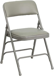 Flash Furniture Hercules Metal Folding Chair, Gray, 4-Pack | Triple Braced, Double-Hinged, Vinyl Upholstery