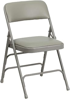 Flash Furniture Hercules Metal Folding Chair, Gray, 4-Pack | Triple Braced, Double-Hinged, Vinyl Upholstery