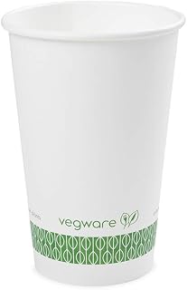 Vegware Plant-Based Compostable 16oz White Hot Cup, 89-Series (Case of 1000)