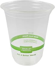 World Centric Compostable Cups 12 oz - Clear Cold Cups Made from Plants - 200 Pack