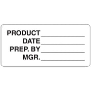 White Product Identification Food Storage Labels Black Imprint - 4" L x 1 7/8" H by HUBERT – Paper, White, Pack of 500, Model 75543
