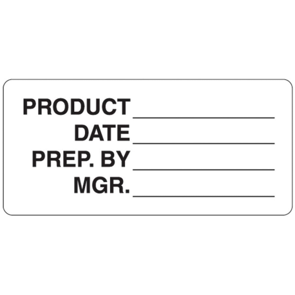 White Product Identification Food Storage Labels Black Imprint - 4" L x 1 7/8" H by HUBERT – Paper, White, Pack of 500, Model 75543