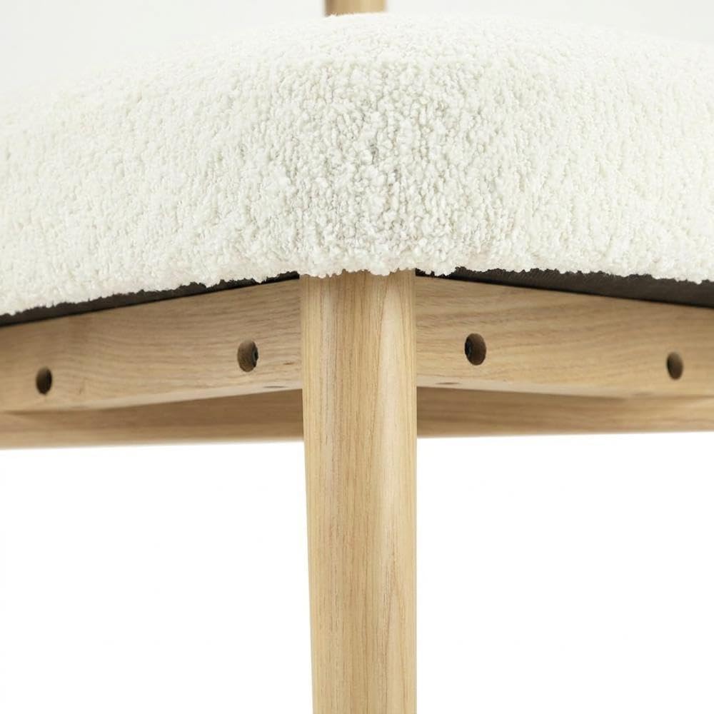 Boucle-Upholstered Side Chair with Ash Wood Legs by Starlight Canyon Home – Boucle,Wood, Beige