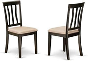 Furnifact Linen-Upholstered Wood Dining Chairs Set of 2, Traditional Upholstered Kitchen Table Chairs for Dining Room, Cappuccino
