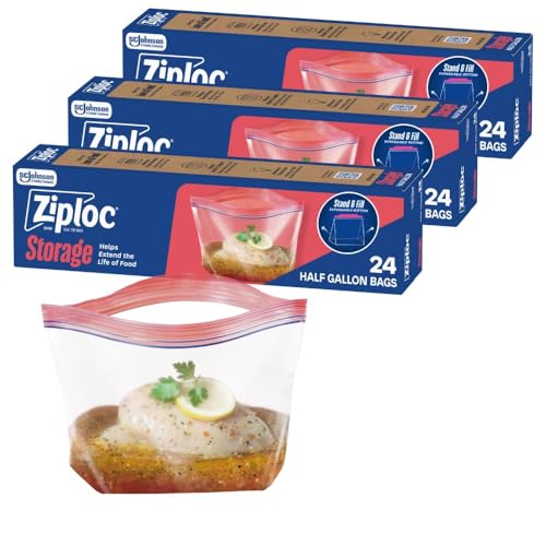 Ziploc 24 Count (Pack of 3) / 72 Count (New) / Clear/Transparent Food Storage Bags