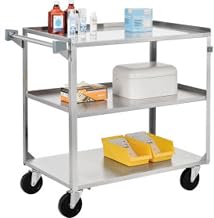 Global Industrial Stainless Steel Utility Cart 300 lb. Cap 27-1/2"" L x 16-1/4"" W x 32-1/8"" H - 1 Each by Sim Imports – 12-gauge Steel, Stainless Steel, Model 800274