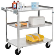 Global Industrial Stainless Steel Utility Cart 300 lb. Cap 27-1/2"" L x 16-1/4"" W x 32-1/8"" H - 1 Each by Sim Imports – 12-gauge Steel, Stainless Steel, Model 800274