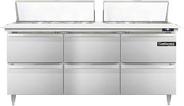DL72-18C-D Designer Line Sandwich Unit, 72" W, With 18 Pan Top Openings, 19" Cutting Board & Six Drawers