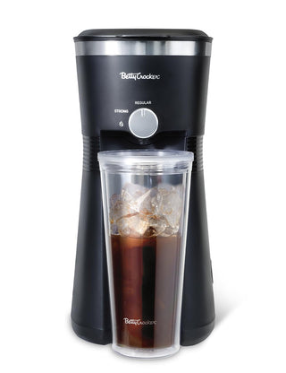 Coffee Maker for Iced & Hot Brew by Betty Crocker – 1- Cup, 10.0 ounces, Black, Model BC-4869B