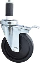 BK Resources 5" Polyolefin 1-1/4" Expanding Stem Swivel Caster for Work Tables with Total Lock Brake, NSF, 300lb Capacity Per Wheel