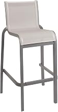 Grosfillex US300289 Sunset Stacking Barstool, Armless with Platinum Gray Frame & Solid Gray Seat (Case of 8)