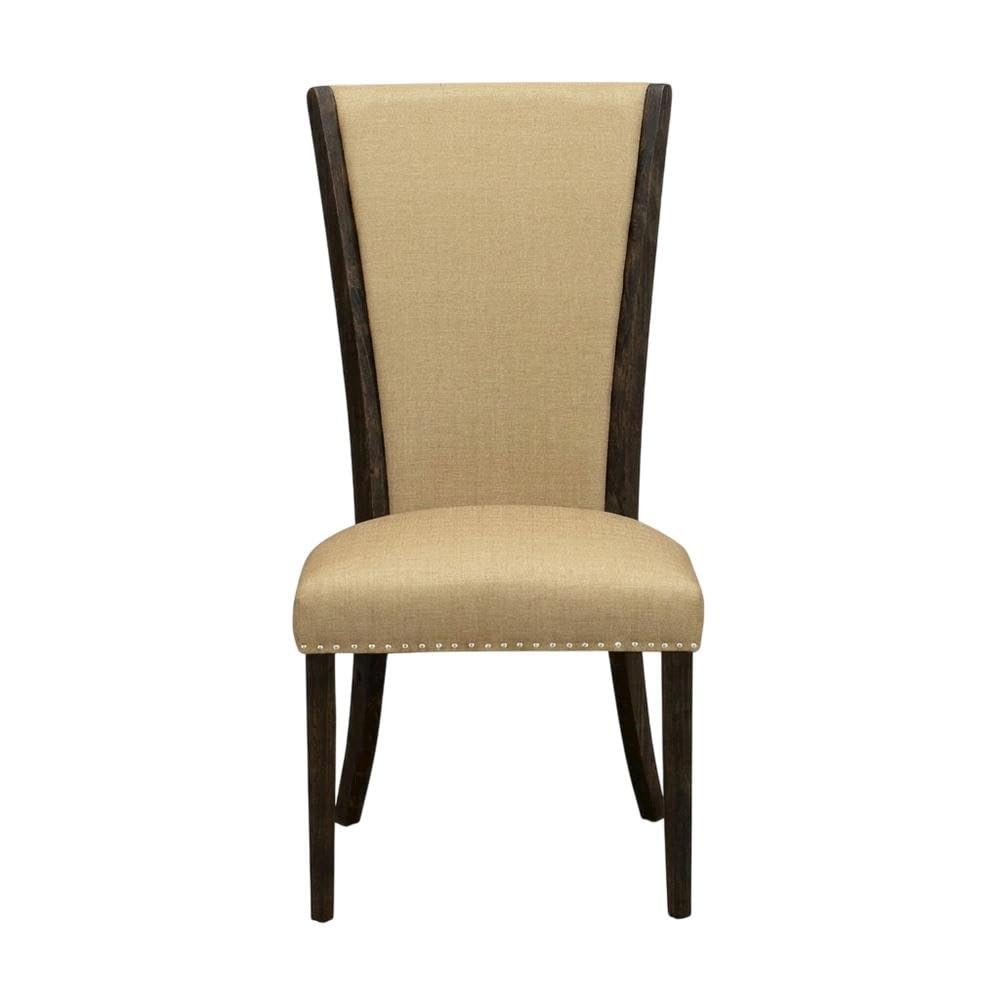 Linen-Upholstered Dining Chairs Set of by Furnifact – Wood, Brown, Pack of 2