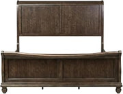 Starlight Canyon Home Poplar Solid Wood Queen Sleigh Bed with Knotty Veneer, Bed Frame Queen Size with Tall Headboard Frame, Cherry