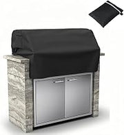 Built-in Grill Cover for Cookshack Fast Eddy FE-36 Built-in Smoker Grill, Outdoor Kitchen BBQ Cover, 210D Oxford Fabric with Silver-Coated Lining, Straps & Drawstring