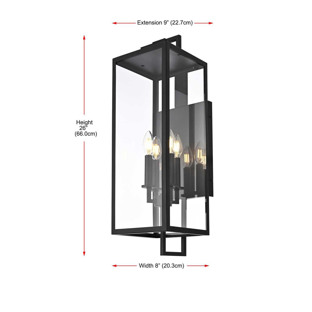 Jairo Four Light Outdoor Wall Sconce Black by Lighting Design – Iron, Black, Model OD809W26BK