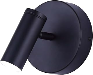 Canarm Kelby Modern Matte Black LED Wall Sconce – 6W Integrated Dimmable Light, 250 Lumens, 3000K, Directional Head, Minimalist Wall or Ceiling Fixture