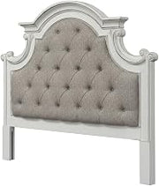 Starlight Canyon Home Antique White, Weathered Bark Upholstered Panel Headboard with Chenille Fabric, Solid Manufactured Wood Frame, European Traditional