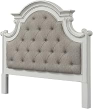 Starlight Canyon Home Antique White, Weathered Bark Upholstered Panel Headboard with Chenille Fabric, Solid Manufactured Wood Frame, European Traditional