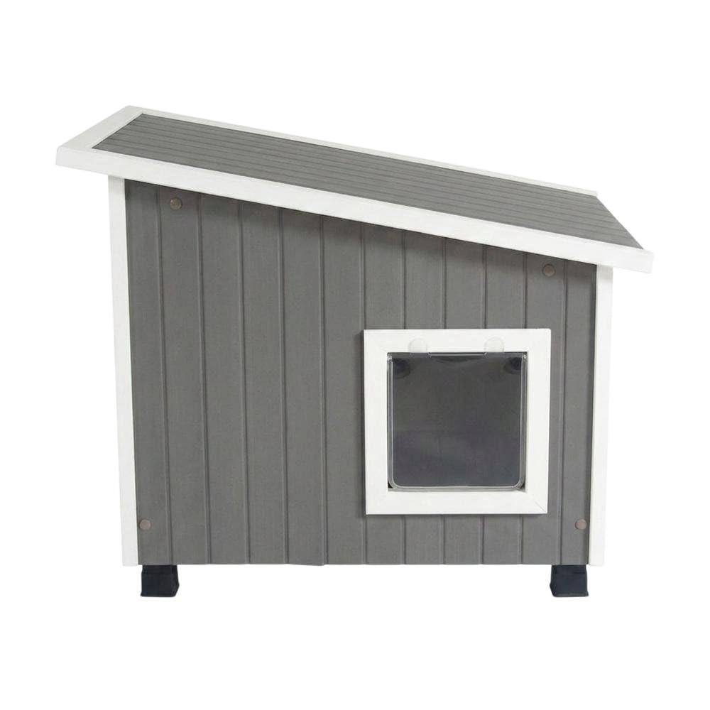 Brand Grey Engineered Wood Composite Outdoor Cat House by Bison Pets – Engineered Wood Composite Composite, Grey
