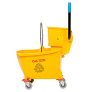 Commercial Mop Bucket and Wringer Combo with Side Press by Global Industrial – 20"L x 15"W x 16"H, 38.0 quarts, Plastic, Yellow, Model 260594