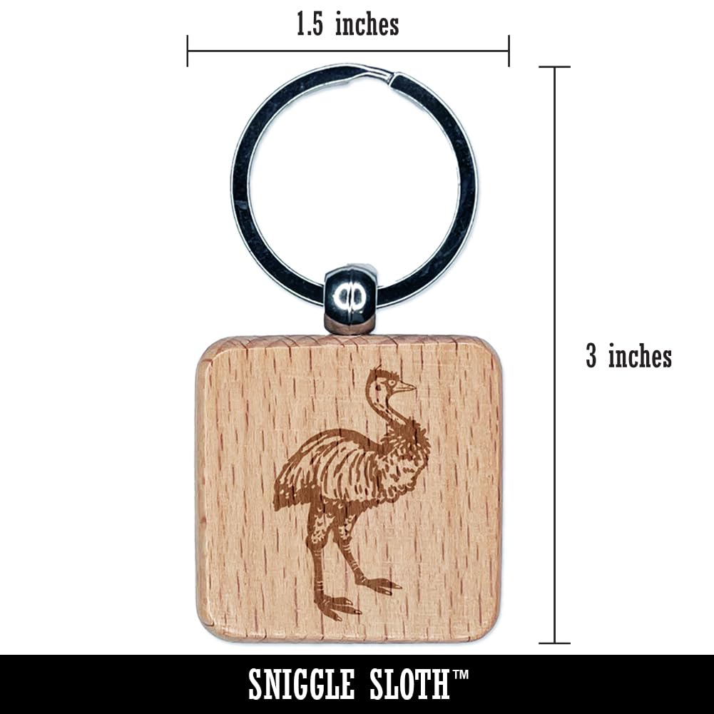 Emu Large Australian Flightless Bird Engraved Wood Square Keychain Tag Charm by Sniggle Sloth – One Size, Wood, Light Wood, Model KEYSQRZZ-ZZZZZ-ZZZZZ-0-D008238