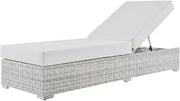 Gray Outdoor Patio Chaise with Cushioned Seat, Weather-Resistant Material, 42-Inch Height, 82.5-Inch Length, 3-Inch Width