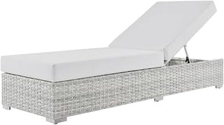 Gray Outdoor Patio Chaise with Cushioned Seat, Weather-Resistant Material, 42-Inch Height, 82.5-Inch Length, 3-Inch Width