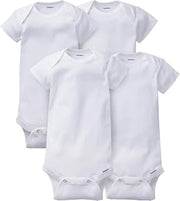 Gerber baby-girls 4-pack Short Sleeve Onesies Bodysuits (White Short Sleeve, 18 Months)