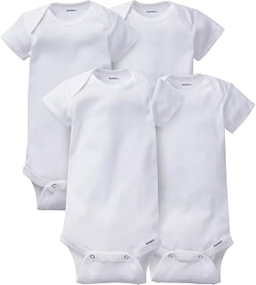 Gerber baby-girls 4-pack Short Sleeve Onesies Bodysuits (White Short Sleeve, 18 Months)