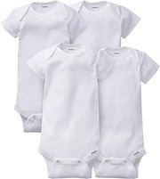 Gerber baby-girls 4-pack Short Sleeve Onesies Bodysuits (White Short Sleeve, 12 Months)
